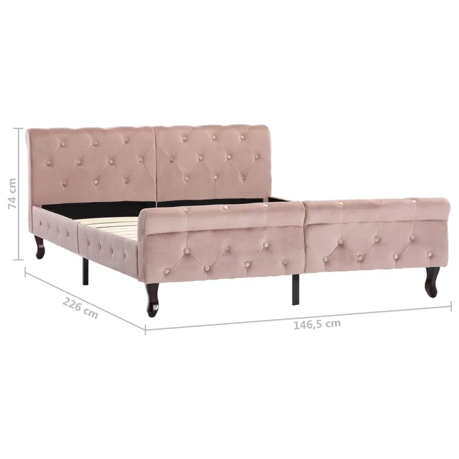 Cadre de lit sans matelas Rose Velours 140x200 cm - 7