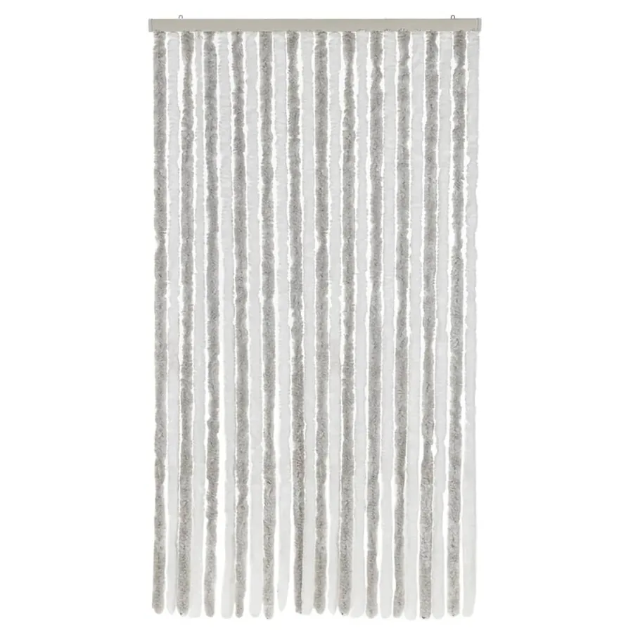 Rideau anti-mouches gris clair et blanc 100x200 cm chenille - 3