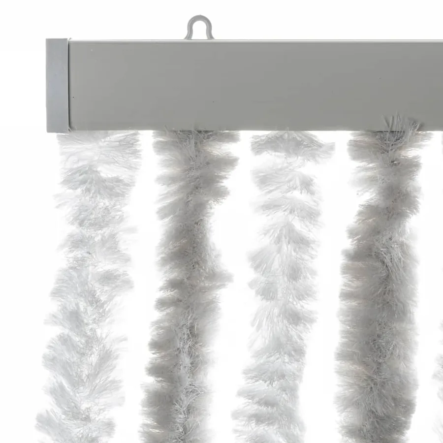 Rideau anti-mouches gris clair et blanc 100x200 cm chenille - 4