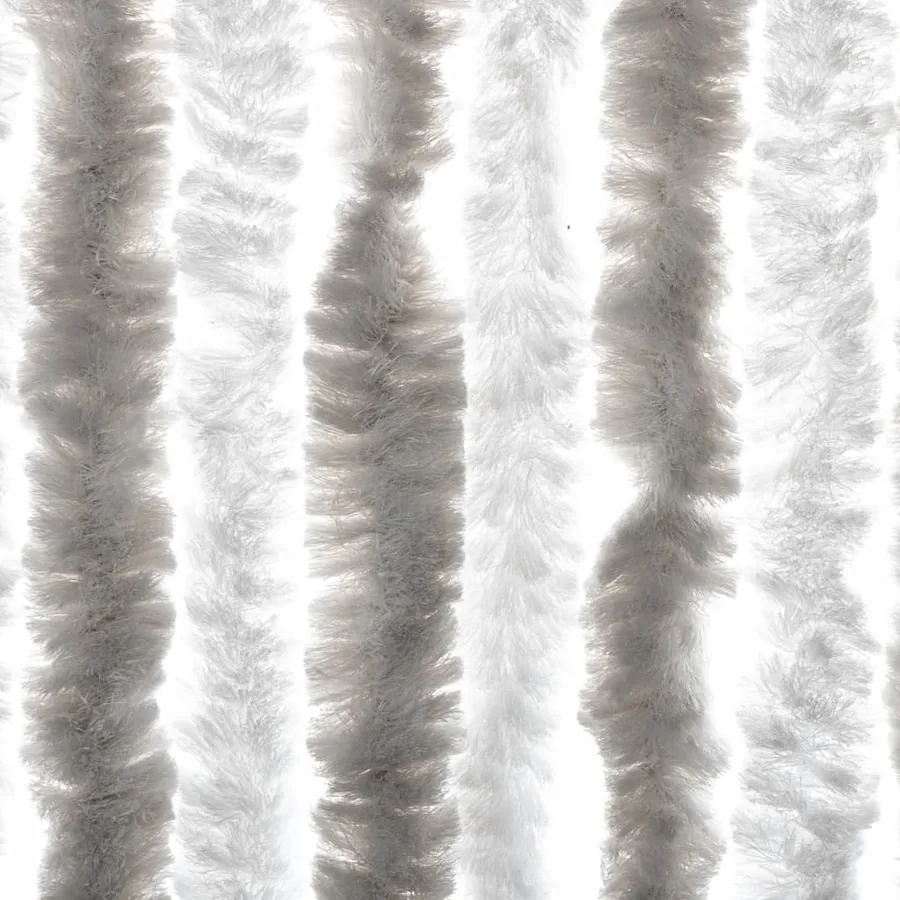 Rideau anti-mouches gris clair et blanc 100x200 cm chenille - 6