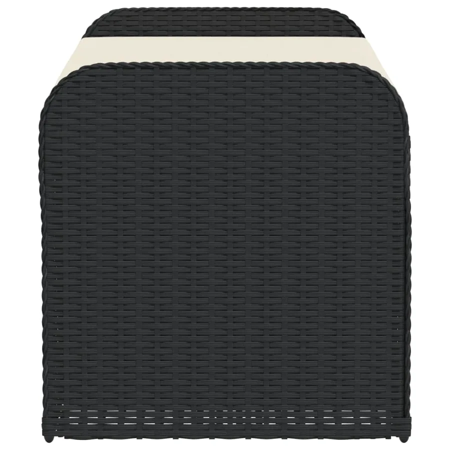 Banc de rangement avec coussin noir 115x51x52 cm résine tressée - 5