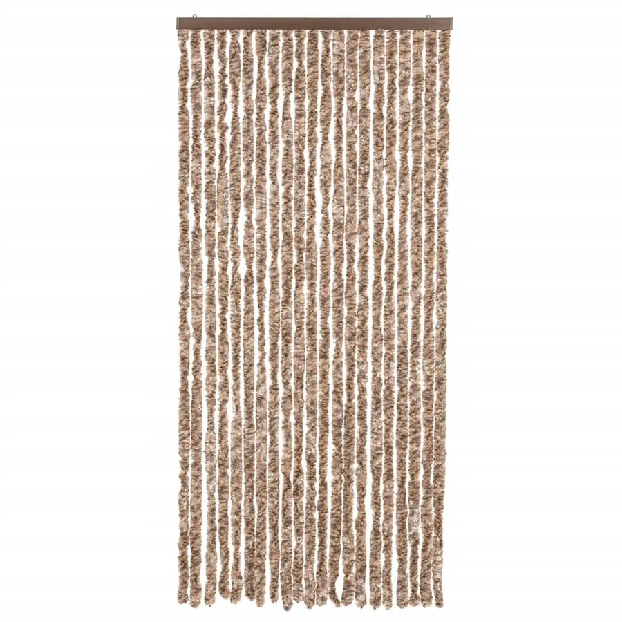 Rideau anti-mouches beige et marron foncé 90x200 cm chenille - 3