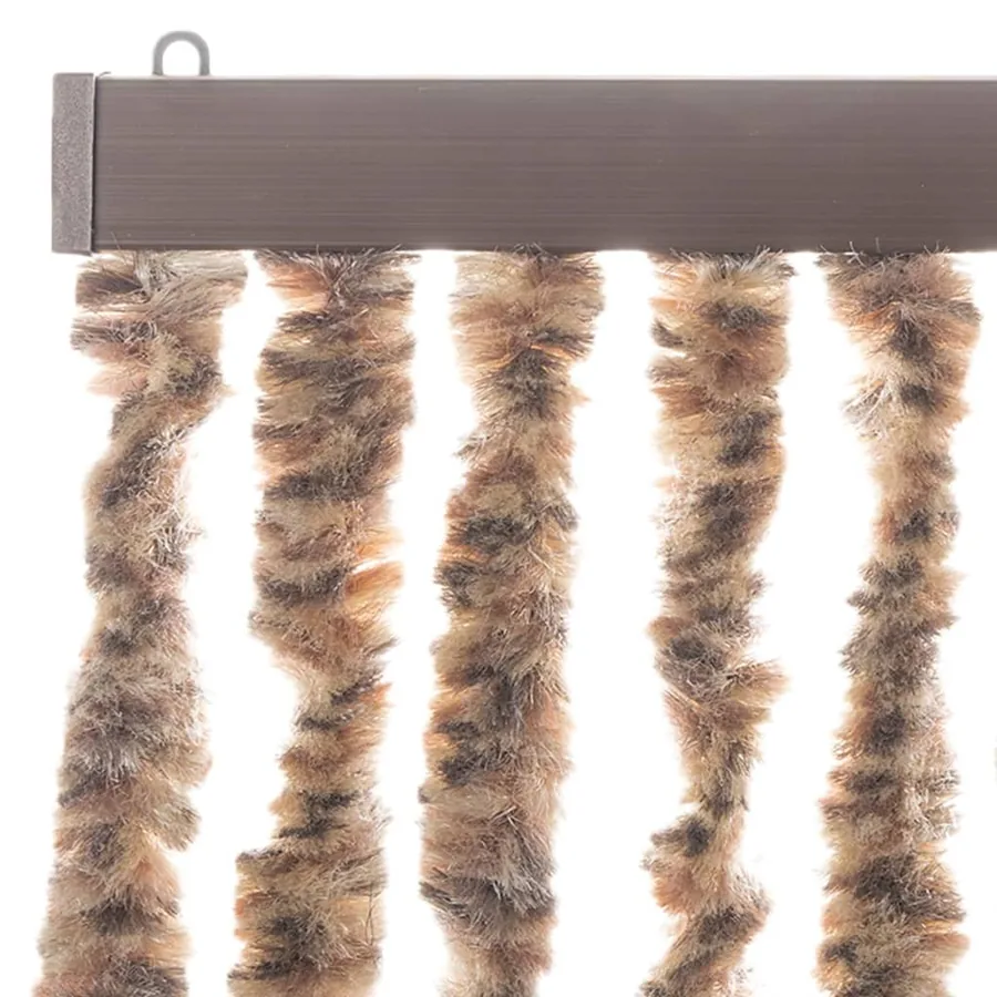 Rideau anti-mouches beige et marron foncé 90x200 cm chenille - 4