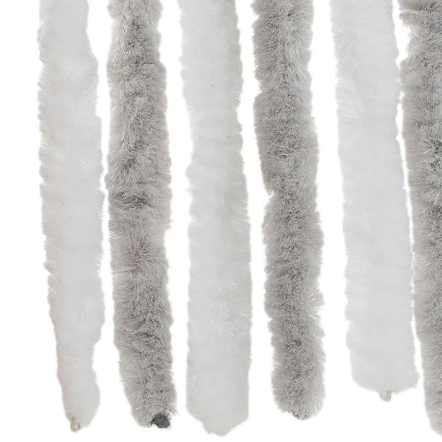 Rideau anti-mouches gris clair et blanc 100x230 cm chenille - 5
