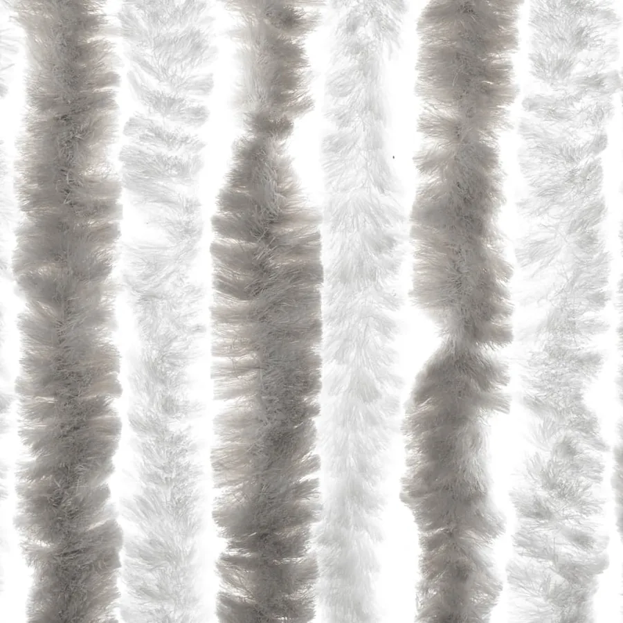 Rideau anti-mouches gris clair et blanc 100x230 cm chenille - 6