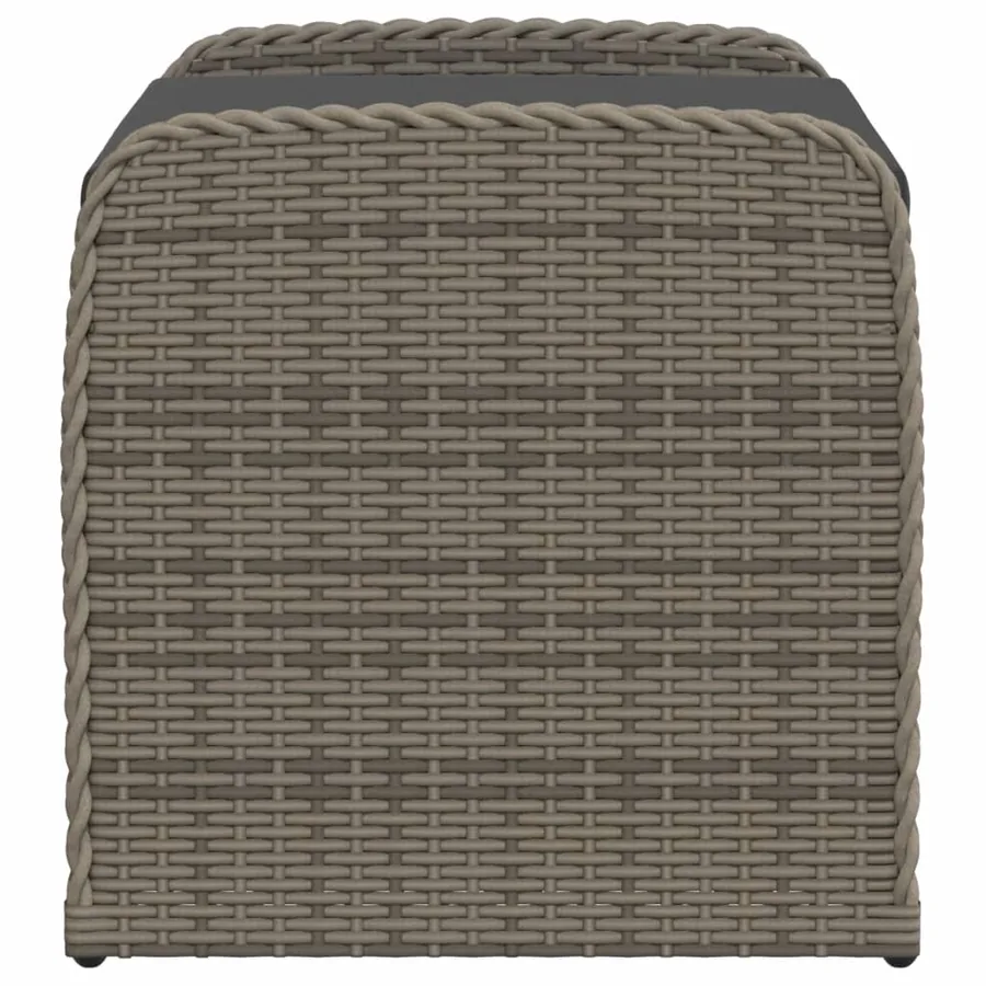 Banc de rangement avec coussin gris 80x51x52 cm résine tressée - 5