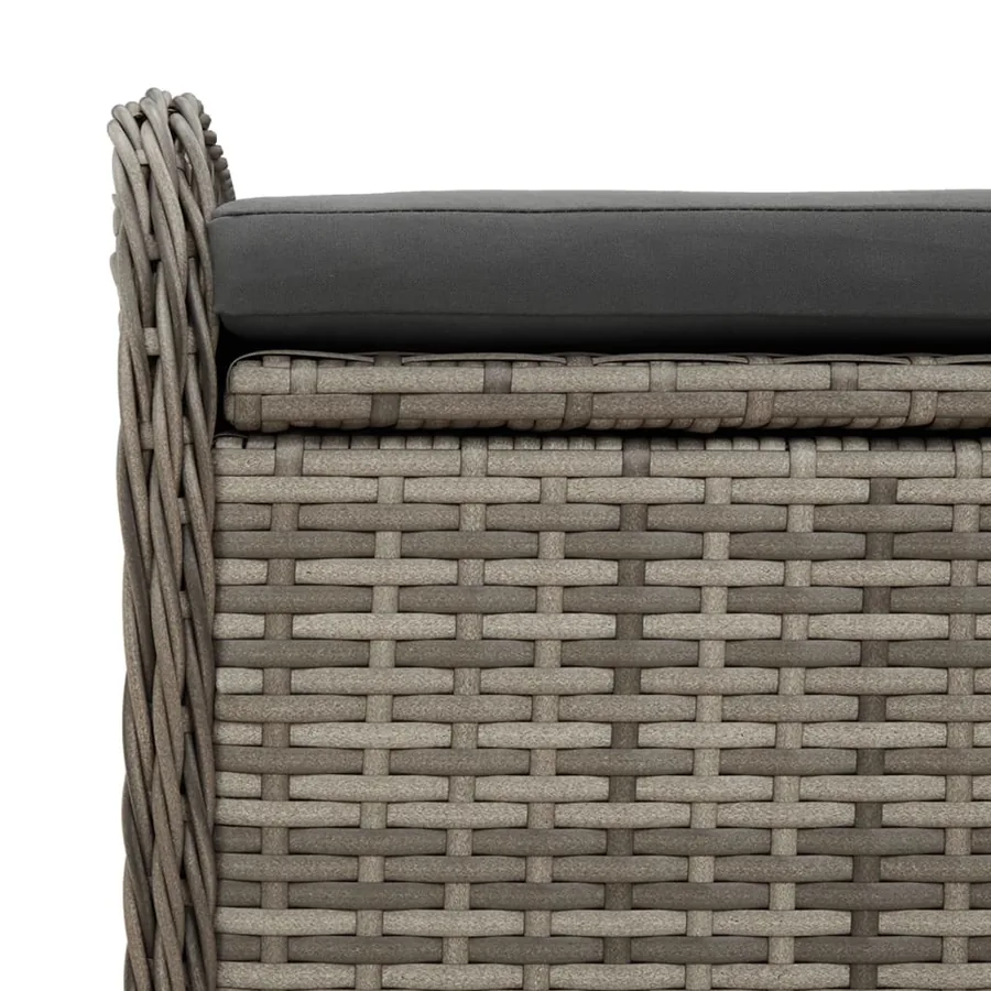 Banc de rangement avec coussin gris 80x51x52 cm résine tressée - 9