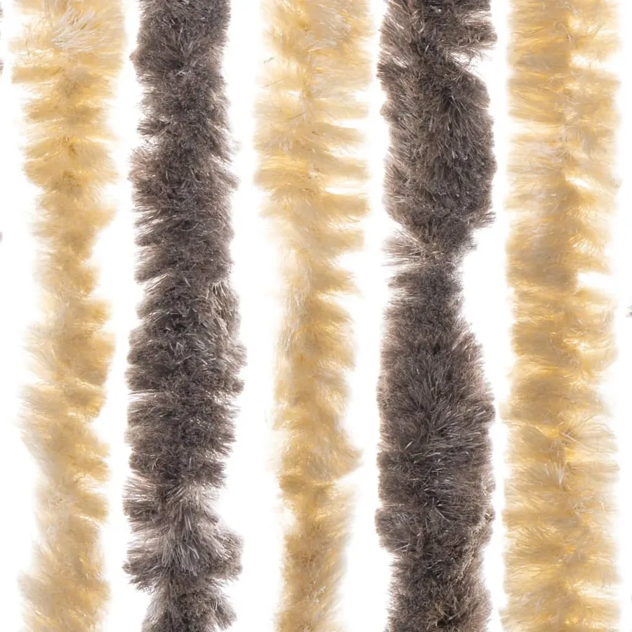 Rideau anti-mouches marron foncé et beige 90x200 cm chenille - 5