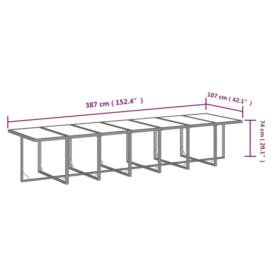 Ensemble à manger de jardin coussins 19 pcs Résine tressée Noir - 10