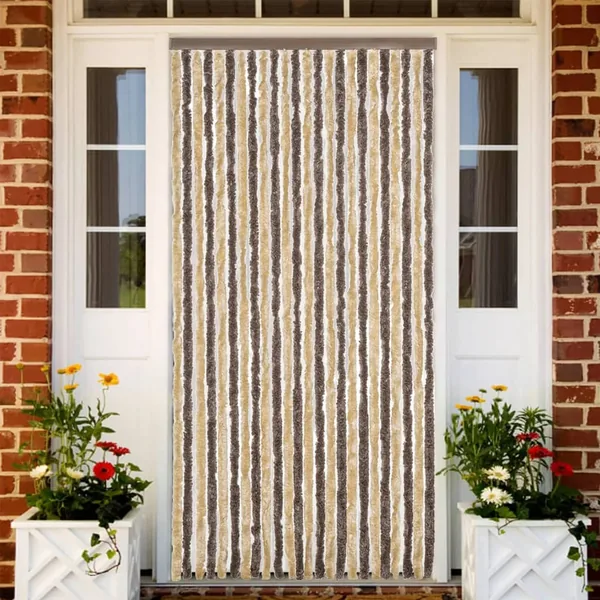 Rideau anti-mouches marron foncé et beige 100x200 cm chenille