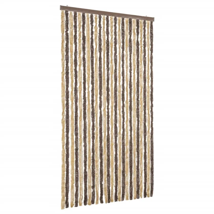 Rideau anti-mouches marron foncé et beige 100x200 cm chenille - 2