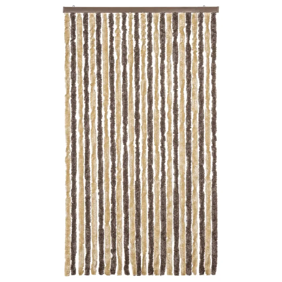 Rideau anti-mouches marron foncé et beige 100x200 cm chenille - 3