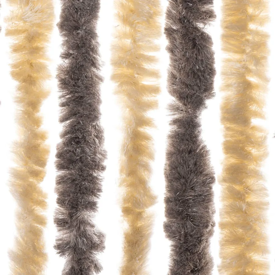 Rideau anti-mouches marron foncé et beige 100x200 cm chenille - 6