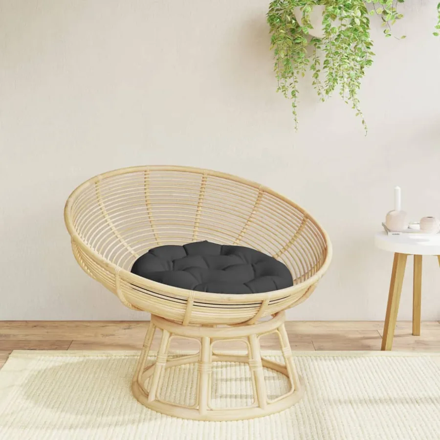 Coussin rond noir Ø 60 x11 cm tissu oxford