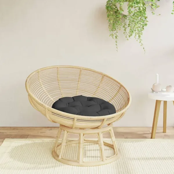 Coussin rond noir Ø 60 x11 cm tissu oxford