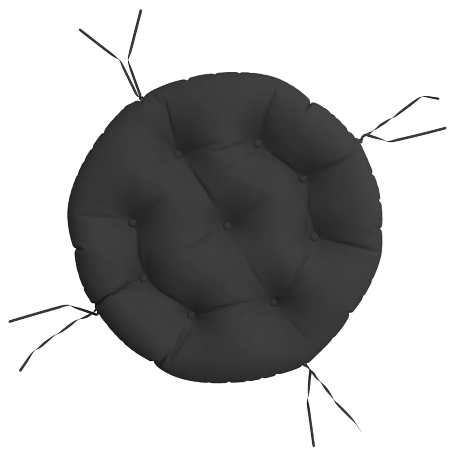 Coussin rond noir Ø 60 x11 cm tissu oxford - 2