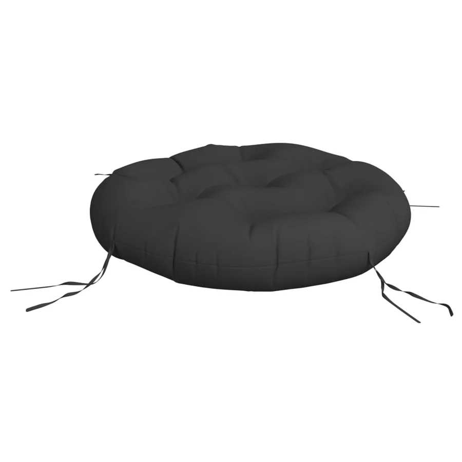 Coussin rond noir Ø 60 x11 cm tissu oxford - 4