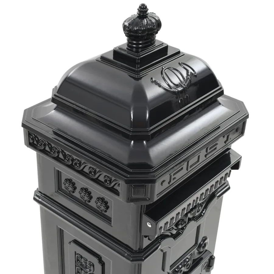 Boîte aux lettres à pilier Aluminium Vintage antirouille Noir - 10