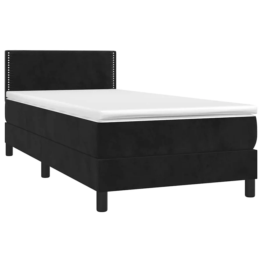 Sommier à lattes de lit avec matelas LED Noir 100x200cm Velours - 4