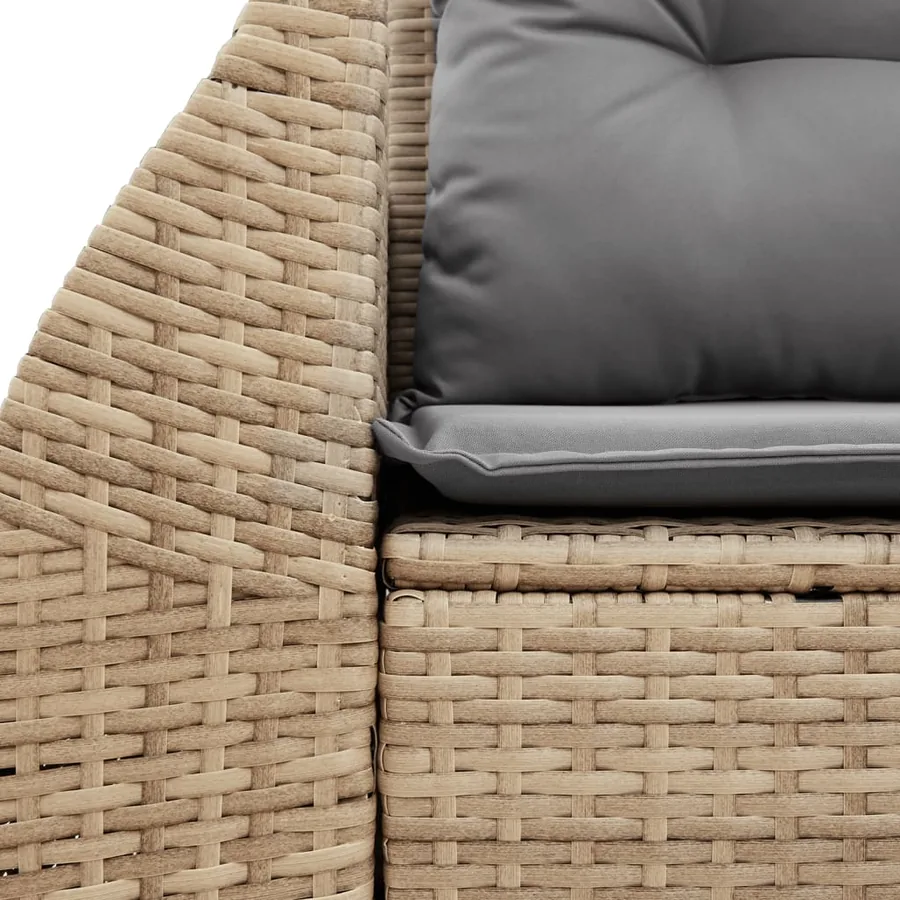 Canapé de jardin avec coussins 2 places beige résine tressée - 7