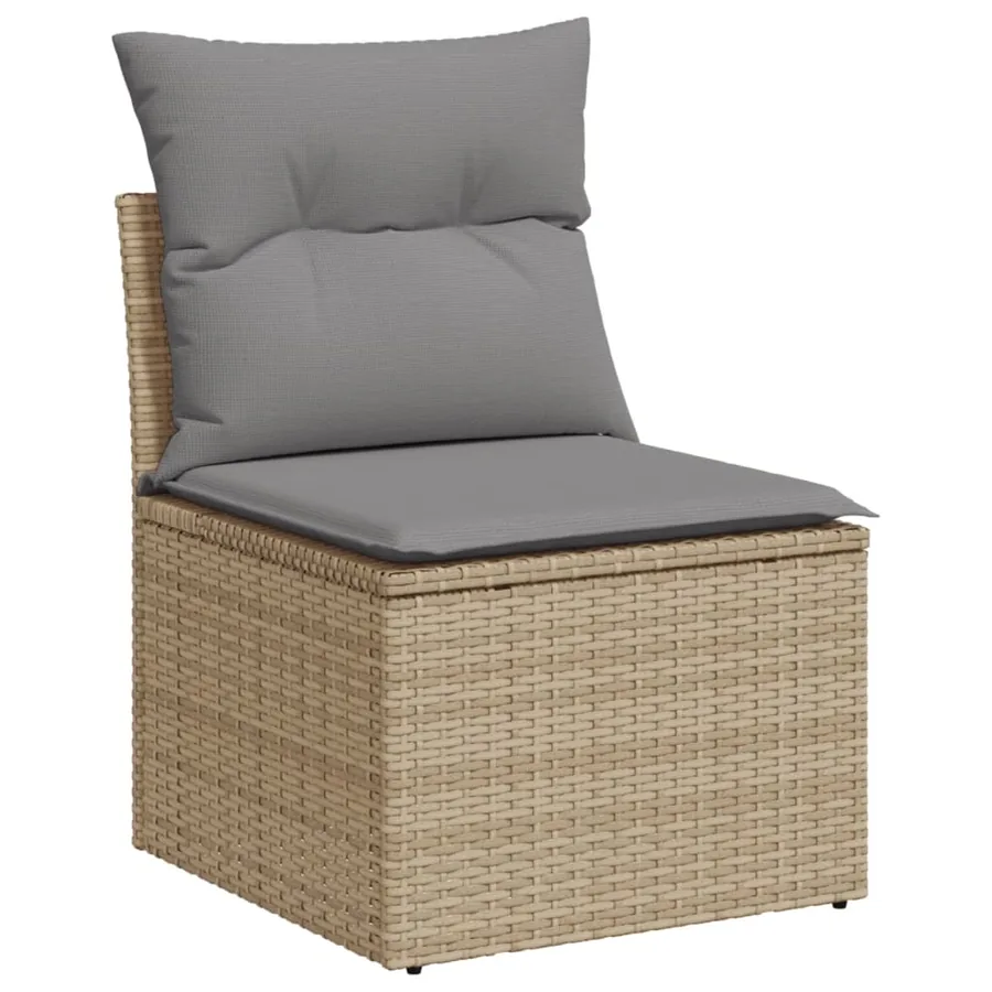 Salon de jardin avec coussins 10 pcs beige résine tressée - 5