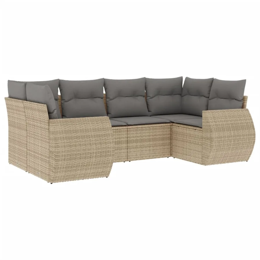 Salon de jardin avec coussins 6 pcs beige résine tressée - 2