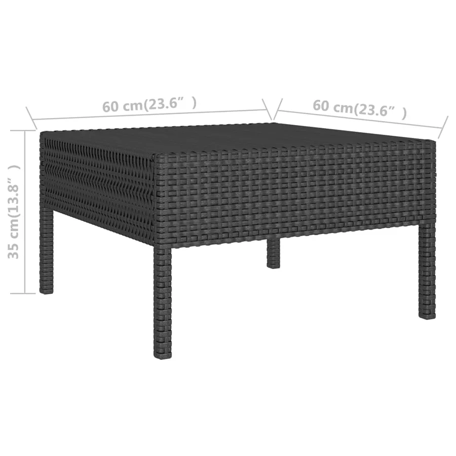 Salon de jardin 6 pcs avec coussins résine tressée noir - 8