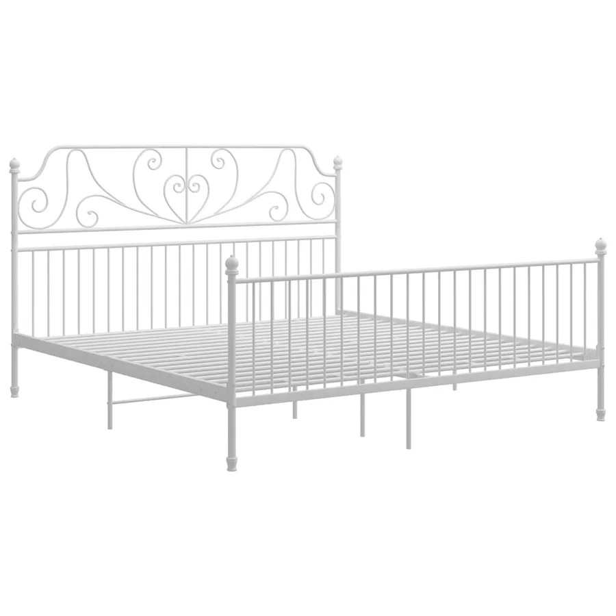 Cadre de lit sans matelas blanc métal 180x200 cm - 2