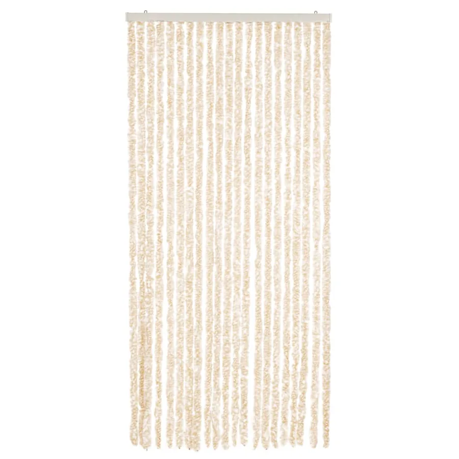 Rideau anti-mouches beige et blanc 90x200 cm chenille - 3