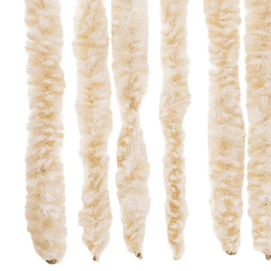 Rideau anti-mouches beige et blanc 90x200 cm chenille - 5