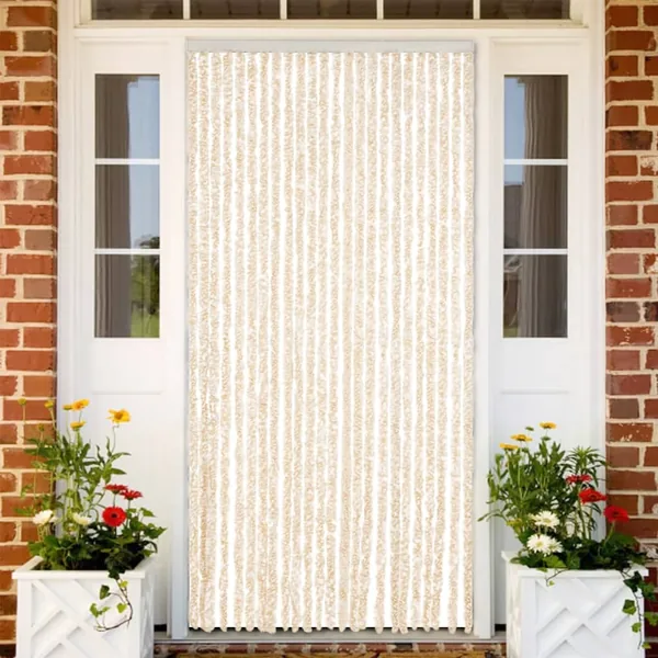 Rideau anti-mouches beige et blanc 100x200 cm chenille