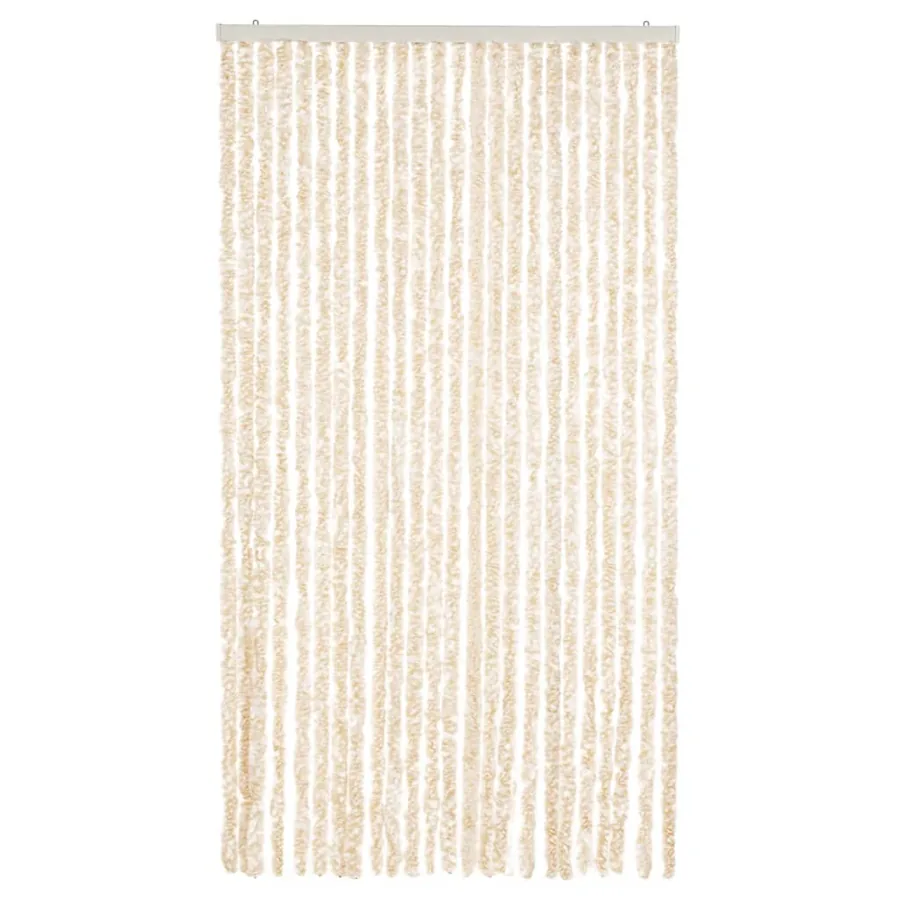 Rideau anti-mouches beige et blanc 100x200 cm chenille - 3