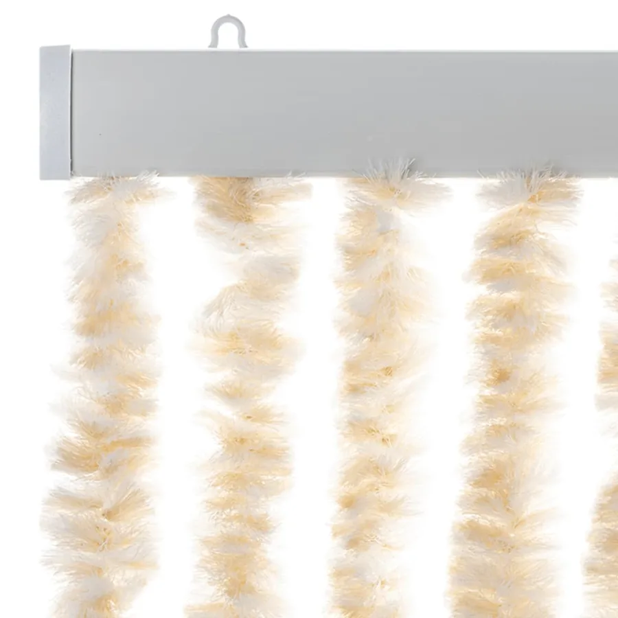 Rideau anti-mouches beige et blanc 100x200 cm chenille - 4