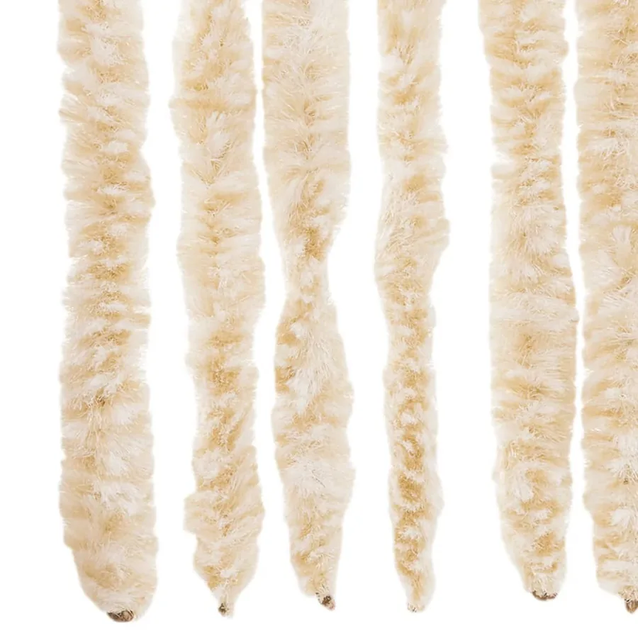 Rideau anti-mouches beige et blanc 100x200 cm chenille - 5