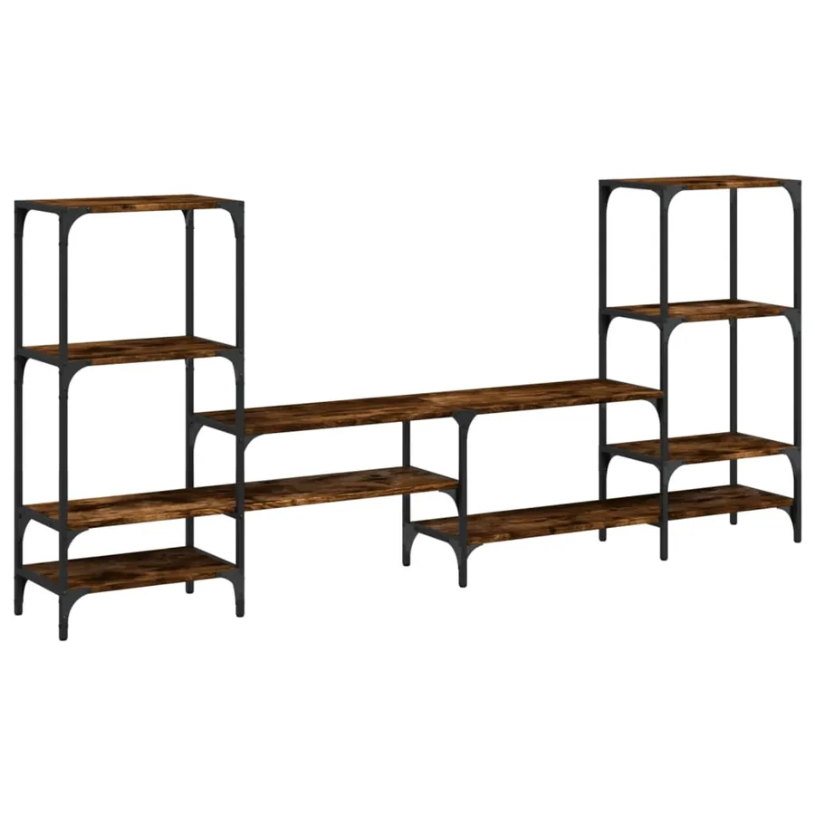 Meuble TV chêne fumé 206,5x28,5x95 cm bois d'ingénierie - 2