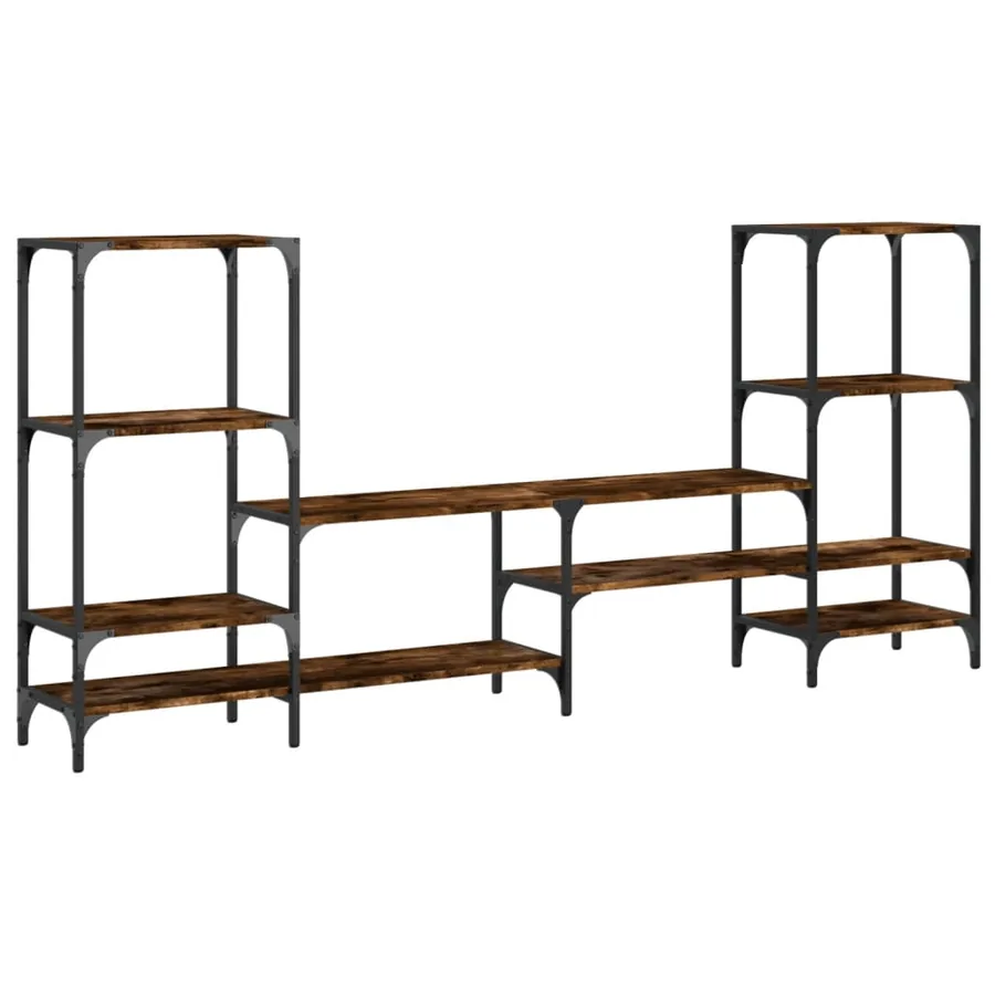 Meuble TV chêne fumé 206,5x28,5x95 cm bois d'ingénierie - 7