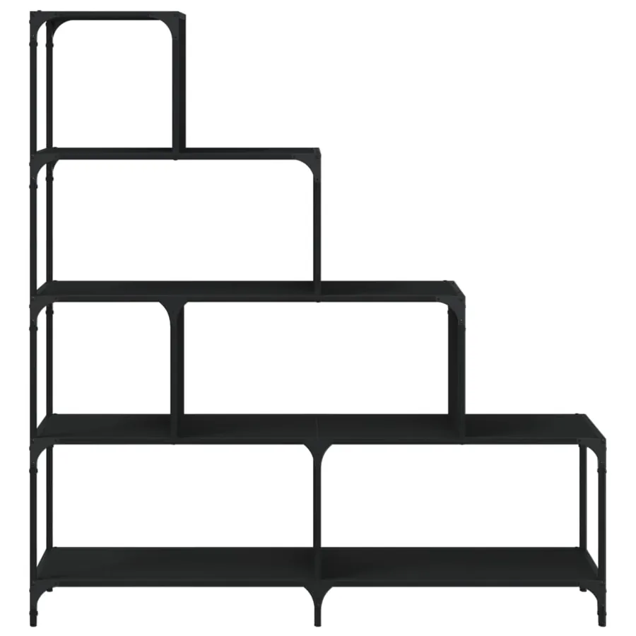Bibliothèque à 4 niveaux noir 139x33,5x149 cm bois d'ingénierie - 5