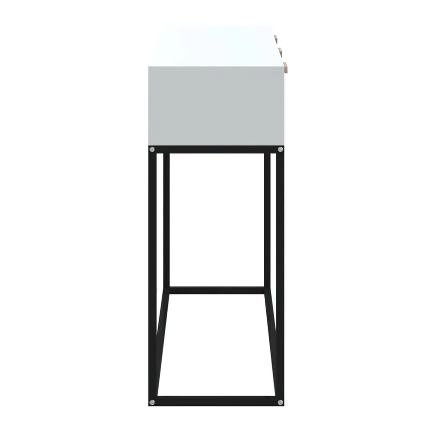 Table console blanc 105x30x75 cm bois d'ingénierie et fer - 6