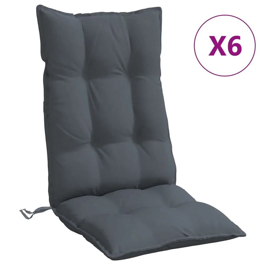 Coussins de chaise à dossier haut lot de 6 anthracite - 2
