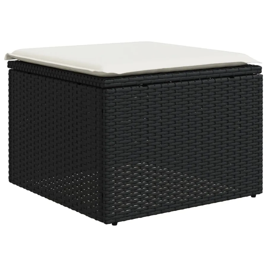 Salon de jardin 7 pcs avec coussins noir résine tressée 62 x 62 x 69 cm - 55,4 kg - 6