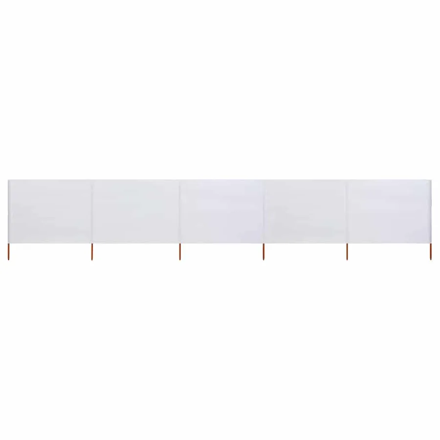 Paravent 5 panneaux Tissu 600 x 120 cm Blanc sable