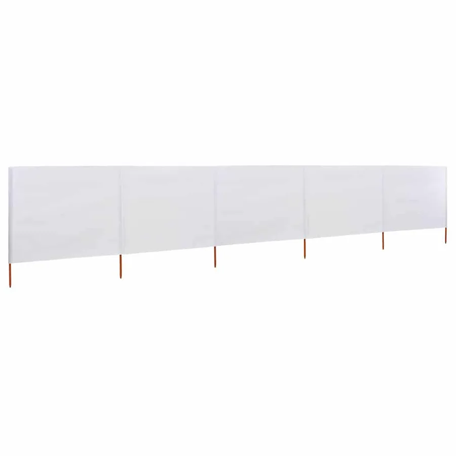 Paravent 5 panneaux Tissu 600 x 120 cm Blanc sable - 2