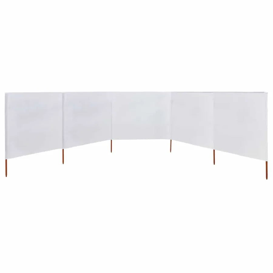 Paravent 5 panneaux Tissu 600 x 120 cm Blanc sable - 3
