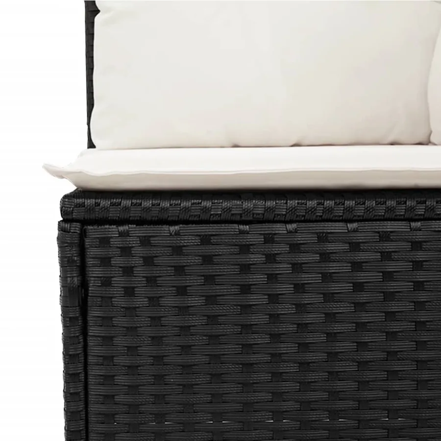 Salon de jardin 9 pcs avec coussins noir résine tressée - 6