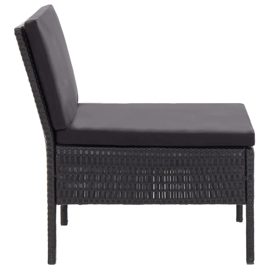 Salon de jardin 6 pcs avec coussins résine tressée noir - 11