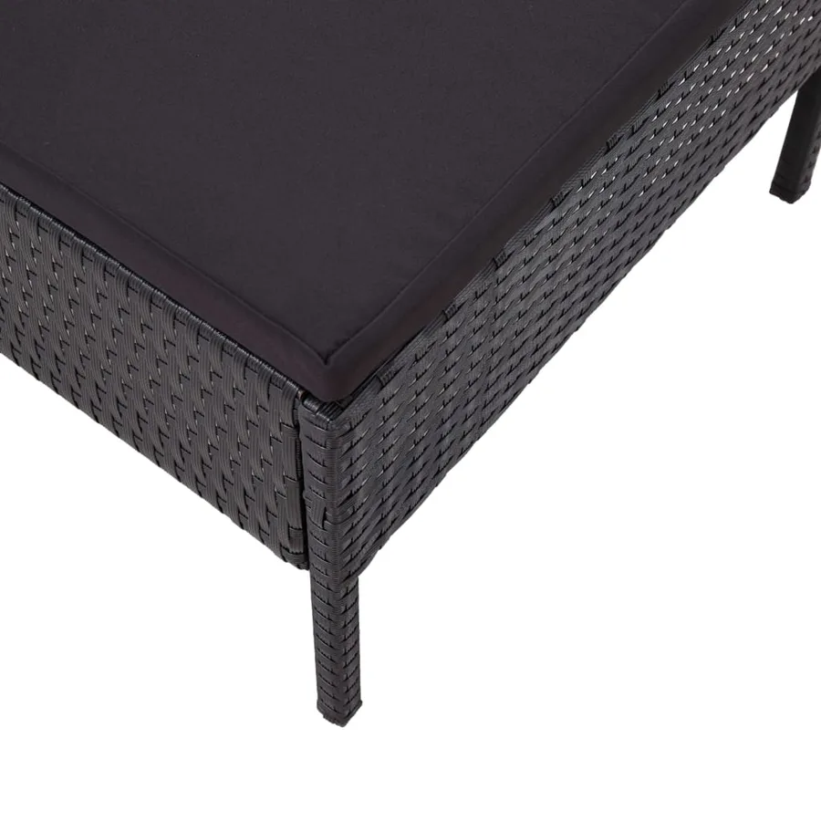Salon de jardin 6 pcs avec coussins résine tressée noir - 14