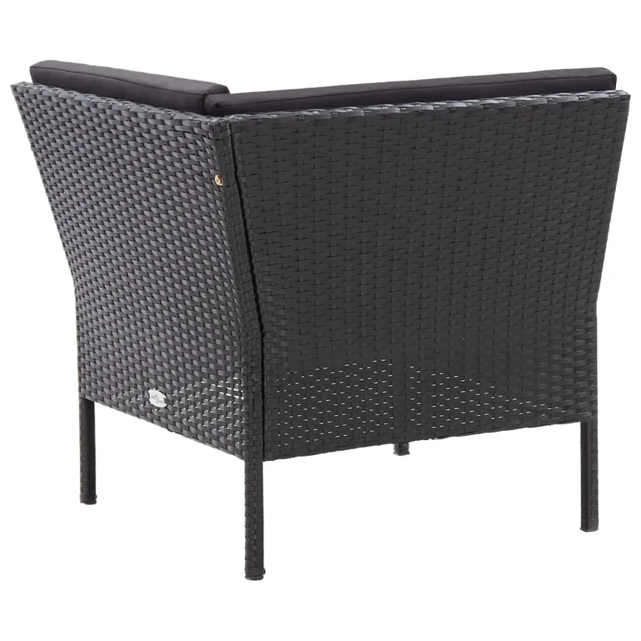 Salon de jardin 6 pcs avec coussins résine tressée noir - 7