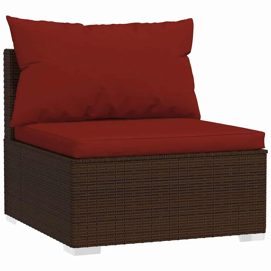 Salon de jardin 5 pcs avec coussins résine tressée marron - 4