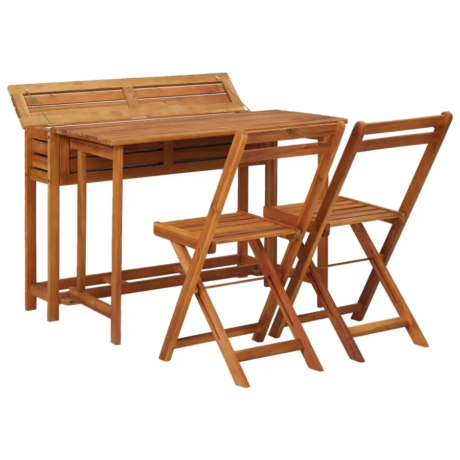 Table à jardinière et 2 chaises de bistro bois d'acacia massif - 2