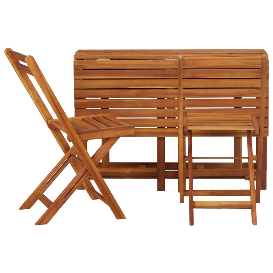 Table à jardinière et 2 chaises de bistro bois d'acacia massif - 6